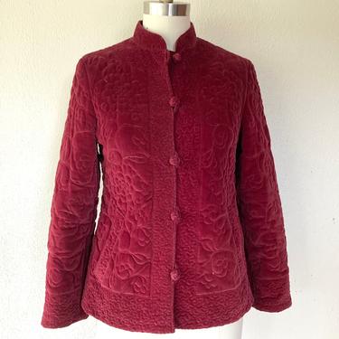 1960s Red velveteen quilted jacket 