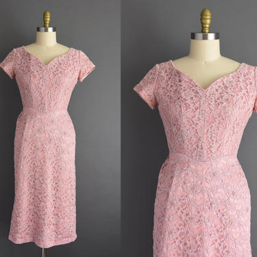 vintage 1950s dress - Size Small Medium - Norman Original mauve pink sequin lace bridesmaid cocktail party dress - 50s dress 