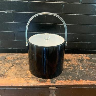 Vintage Black and Clear Plastic Ice Bucket 