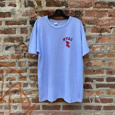 Vintage 80s Champion New York Athletic Club T-Shirt Size X-large Single Stich Made in the USA blue heather 