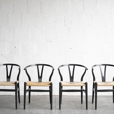 Hans Wegner CH24 Black Wishbone Dining Chairs (Set of 4)