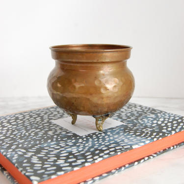 Antique Hammered Copper Footed Bowl - Copper Planter - Copper Vase by PursuingVintage1