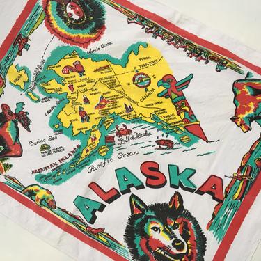 Alaska Souvenir Wall Hanging, Small Table Cloth, Alaskan Map, Husky, Moose, 30&amp;quot;x39&amp;quot;, Rustic Lodge Decor 