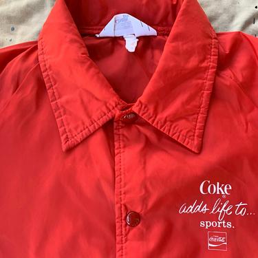 RAD 1980S Coca-Cola Jacket Medium Made In USA Chalk Line Workwear Delivery Uniform Windbreaker 