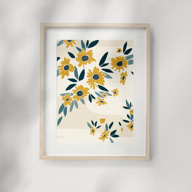 Sunflower Print (Gicle Fine Art Print) Sunshine Plant Art, Nature Artwork flowers - Modern Collage Reproduction 
