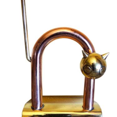 Chase Cat Statue in Copper and Brass, Walter Von Nessen