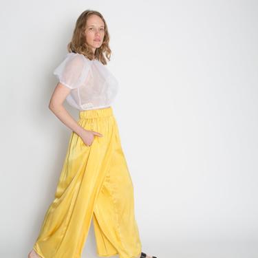 Palazzo Pant, Silk Charmeuse in Mexican Mint Marigold