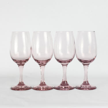 Pink Glassware, Wedding Decor, Vintage Glassware, Blush Pink, Wine Glassware, Wine Glasses, Pink Stemmed Wine Glasses, Pink Glasses,Set of 4 