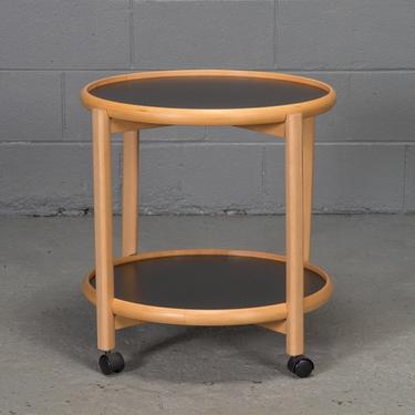 Two-Tier Reversible Top Beech and Laminate Side Table on Casters