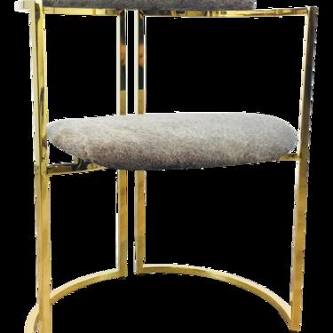 Arteriors Contemporary Gray Hide and Brass Finished Zephyr Accent Chair