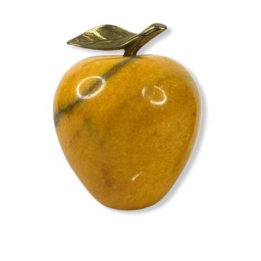 Vintage Yellow Marble Apple Paperweight 