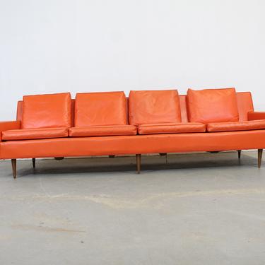 Mid-Century Sofa by Baughman Thayer Coggin Orange Vinyl 