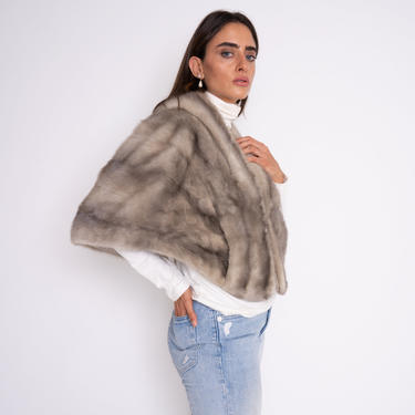 New Vintage Silver MINK FUR CAPE, mink fur stole, silver mink fur coat, vintage fur opera coat, Mink fur cape, size s m 