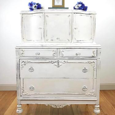 Antique Four Drawer Chest with Flip Top Mirror