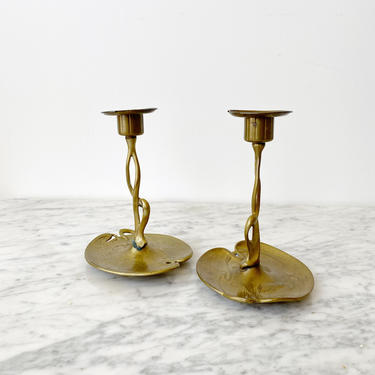 Pair of Antique Art Nouveau Candle Holders by Geschutzt 