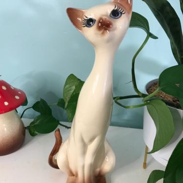 Large Siamese Vintage Cat Figurine ~ 50s Retro Cat ~ Mid Century Cat Figure ~ Kitsch ~ Retro Kitten Japan Figurine 