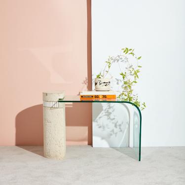 Stone and Glass Waterfall Side Table