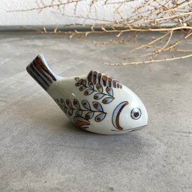 Vintage Ken Edwards Tonala Mexican Pottery Fish | Folk Art Ceramic Fish | Blue and Brown Pottery 