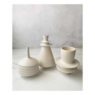 SHIPS NOW- Seconds Sale- set of 3 Off White Ceramic Stoneware Mini Vases by Sara Paloma 