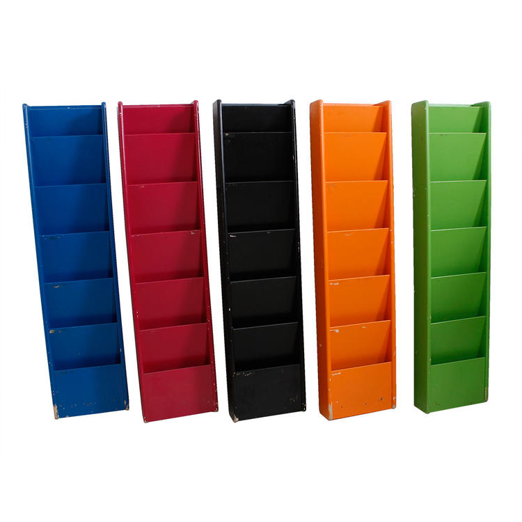 Set of 5 Multicolored Tall Hanging Bookcases / File Organizers