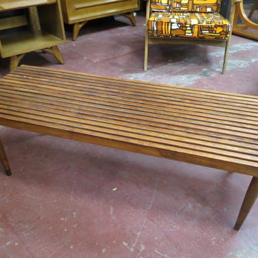 Vintage MCM wood slat coffee table/bench
