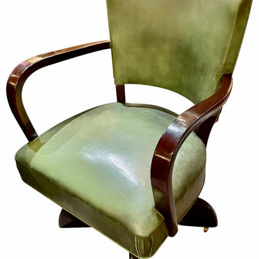 Vintage Desk Chair Restored Original Leather