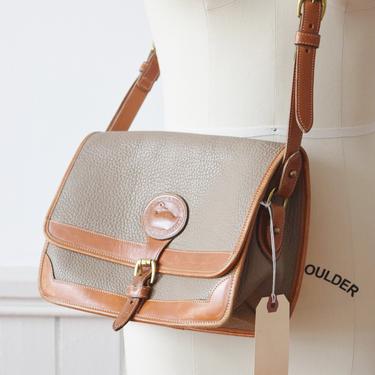 Vintage Dooney &amp; Bourke All Weather Leather Crossbody Bag / Purse in Putty and British Tan 