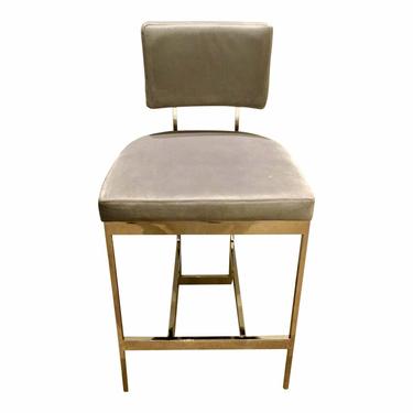 Worlds Away Modern Gray Velvet and Polished Nickel Baylor Counter Stool