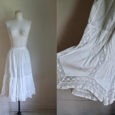 Antique Edwardian 1910s Lawn Cotton Petticoat Skirt / M / 28&amp;quot; waist 