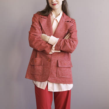 vintage red blazer / 70s mod blazer jacket / S M 