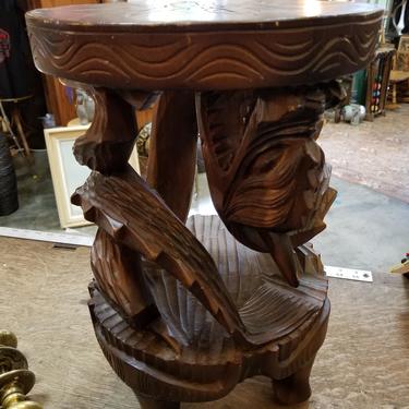 Hand Carved Mid Century Chinese Dragon Stool/Table