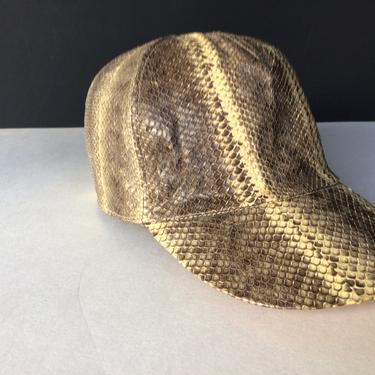Vintage Python Baseball Cap Snakeskin Cap with Leather Trim — Hello Steve McQueen! 