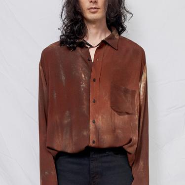 Brown Tie Dye Loose Button Up