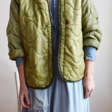 Vintage Military Liner Jacket | 1980s-90s| S/M/L | 1 | Quilted Army Green Nylon Shell Jacket 