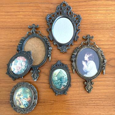 ornate oval metal frame collection made in Italy mirror botanical portrait set of six 