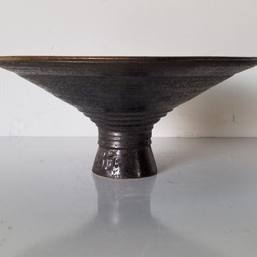 Vintage Hand Thrown Studio Art Pottery Pedestal Bowl 