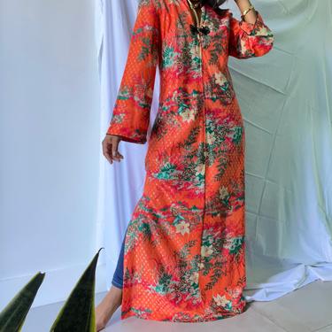 vintage 70s gradient floral lounging kaftan style maxi dress 