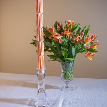 Pair of Peach Twisted Candles/ Roman Taper Candle/ Geometric Candle/ Greek Column/Dinner Candle/Peach Floral Coral Rose Blush Wedding Decor 