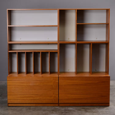 5.5ft Mid Century German Teak Wall Unit with Turntable and Record Storage 