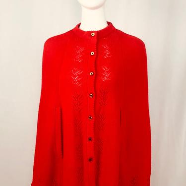 Vintage 1970s Sweater Bee by Banff Ltd Red Cape 