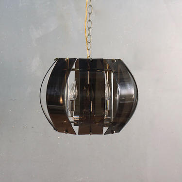 Smoked Acrylic &amp; Brass Swag Lamp