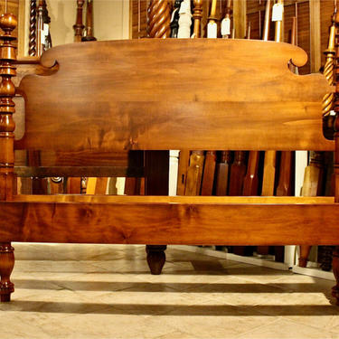 Ball &amp; Bell Bed in Maple, Circa 1820 Resized to Queen
