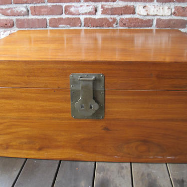 Antique 1950's Solid Camphorwood Chest With Metal Hardware 