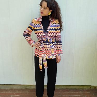 Vintage Early 2000s NWT Missoni knit belted Designer Kimono blazer Cardigan Jacket Deadstock Y2K XS/S/M 
