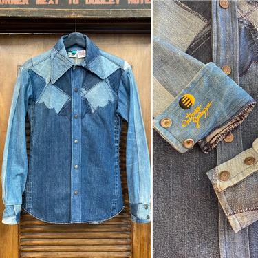 Vintage 1970’s Antonio Guiseppe Patchwork Denim Shirt Jacket, 70’s Hippie, Vintage Jean Jacket, Vintage Clothing 