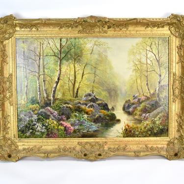 Daniel Sherrin The Elder English Landscape Oil Painting  “A Woodland Stream” 