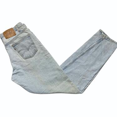 Vintage 1990s LEVI'S 550 Light Wash Jeans ~ measure 32 x 34.5 ~ Distressed / Worn-In ~ Made in USA 
