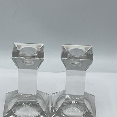 Villeroy & Boch Austria Pair of Crystal Square Candle Holders- Chip Free 