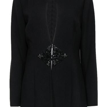 Belle Badgley Mischka - Black Clasped Jacket w/ Beaded & Sequin Embellishment Sz 12