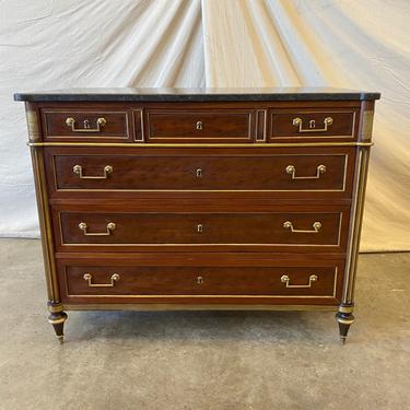 French Louis XVI Style Marble Top Walnut Commode - Early 19th C